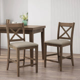 Farmhouse Style Counter Height Chair With Upholstered Seat