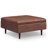 Shay - Large Square Coffee Table Storage Ottoman Mid-Century Style - Furniture Home Direct