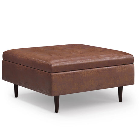 Shay - Large Square Coffee Table Storage Ottoman Mid-Century Style - Furniture Home Direct