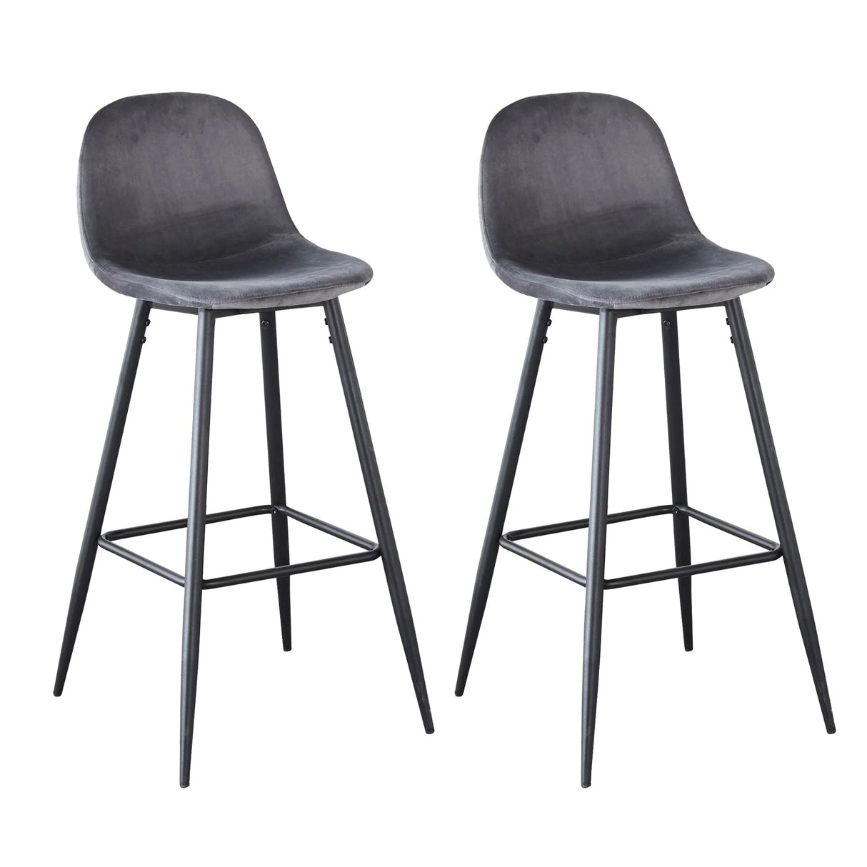 Velvet Barstool With Back (Set of 2) - Furniture Home Direct