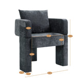 Modern 3 Leg Chenille Accent Chair With Ergonomic Arms & Removable Pillow - Furniture Home Direct