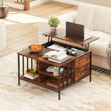 Lift Top Coffee Table With Storage, Adjustable Height Living Room - Black / Brown - Furniture Home Direct
