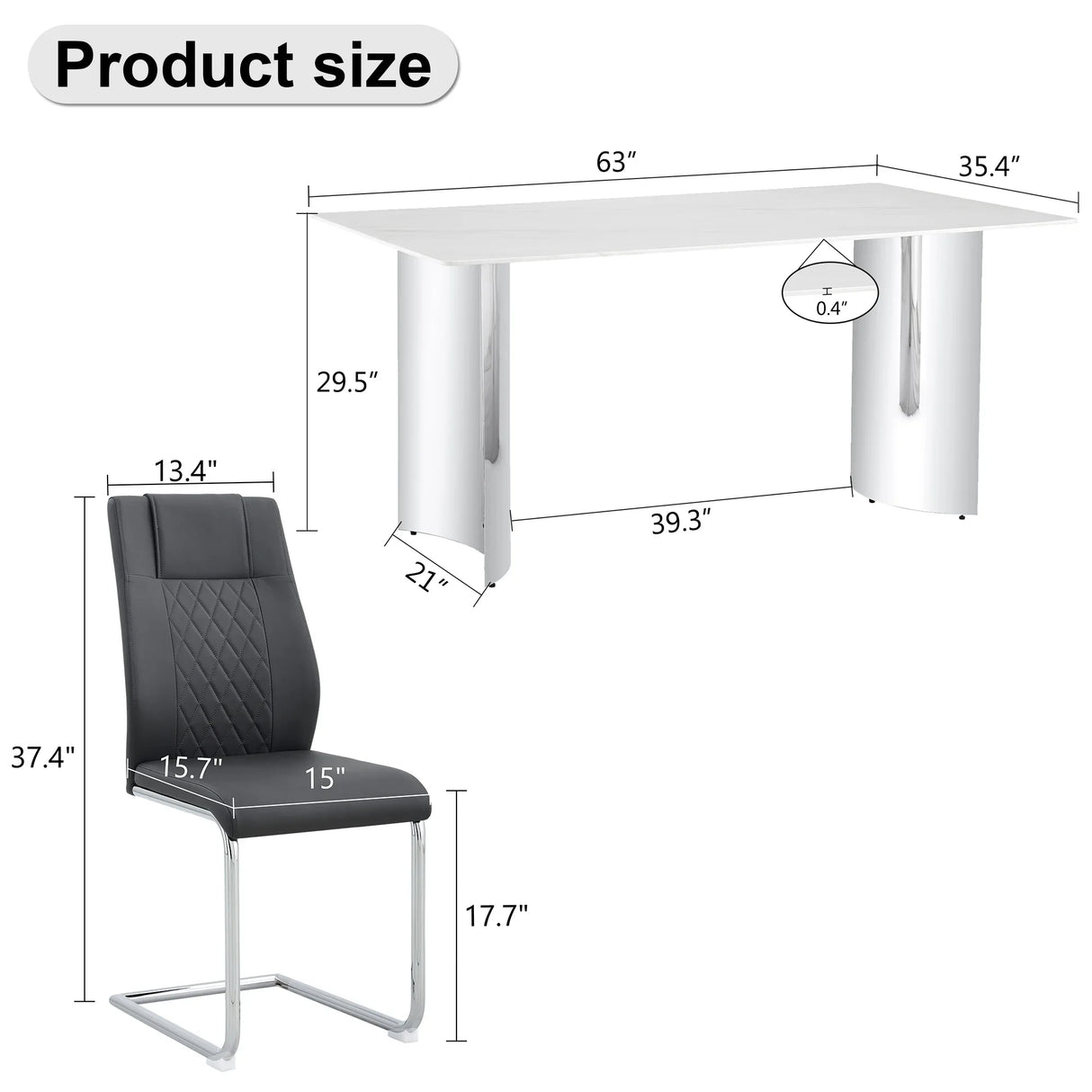 Dining Set Marble Table With Black Upholstered Chairs White - Furniture Home Direct