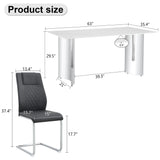 Dining Set Marble Table With Black Upholstered Chairs White - Furniture Home Direct
