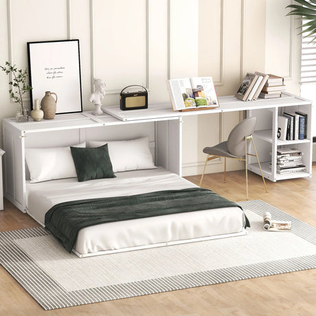 Modern Cabinet Bed With Desk and Storage - Queen Size - Furniture Home Direct