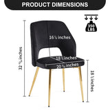 Velvet Dining Chairs With Metal Legs And Hollow Back Upholstered Dining Chairs - Furniture Home Direct