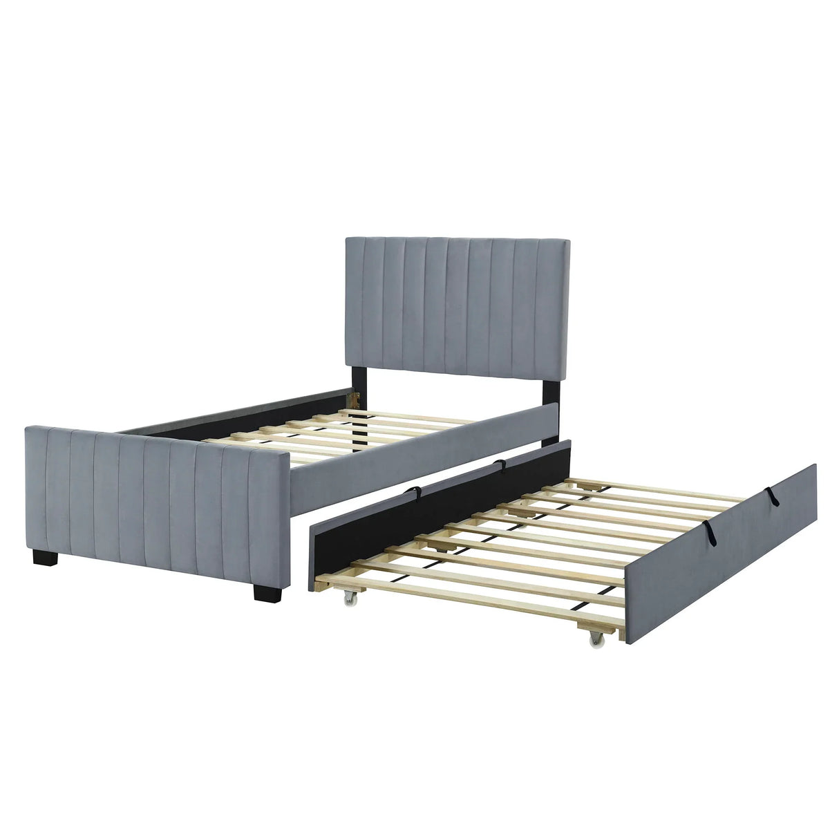 Upholstered Design Platform Bed With Trundle - Furniture Home Direct