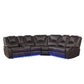 Modern Faux Leather Manual Reclining With Center Console And LED Light Strip, Living Room Furniture Set, PU Symmetrical Couch With 2 Cup Holders And Storage For Living Room - Furniture Home Direct