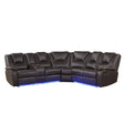 Modern Faux Leather Manual Reclining With Center Console And LED Light Strip, Living Room Furniture Set, PU Symmetrical Couch With 2 Cup Holders And Storage For Living Room - Furniture Home Direct