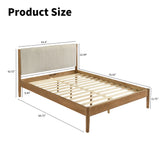 Queen Bed Corduroy Upholstered Contemporary Walnut - Furniture Home Direct