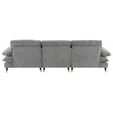 Sectional Sofa Cloud Chenille L Shape With Ottoman Gray - Furniture Home Direct