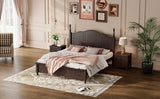 Platform Bed Queen Size With Slat Support Dark Walnut - Furniture Home Direct