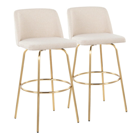 Toriano - Contemporary Fixed Height Barstool With Swivel And Round Footrest (Set of 2) - Furniture Home Direct
