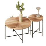 Radial - Pattern Coffee And End Table Set Waterproof Cover, Distressed Cylindrical Design (Set of 2) - Furniture Home Direct
