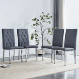 Vintage Style Armless Dining Chairs Set With Grid And Buckle Design - Furniture Home Direct