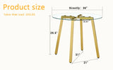Dining Table Round Glass Top With Metal Base Finish Gold - Furniture Home Direct