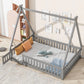 Tent-Shaped Floor Bed, With Guardrails, Slats, Door - Furniture Home Direct