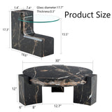 Detachable Double-Decker Black Patterned Coffee Table - Furniture Home Direct