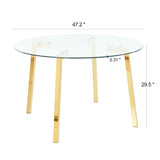 Dining Set Glass Table With Gold Frame Chairs Charcoal - Furniture Home Direct