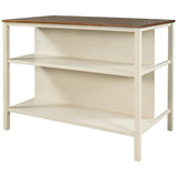 Kitchen Island Set With Stools 45 Inch Top Walnut Off White - Furniture Home Direct