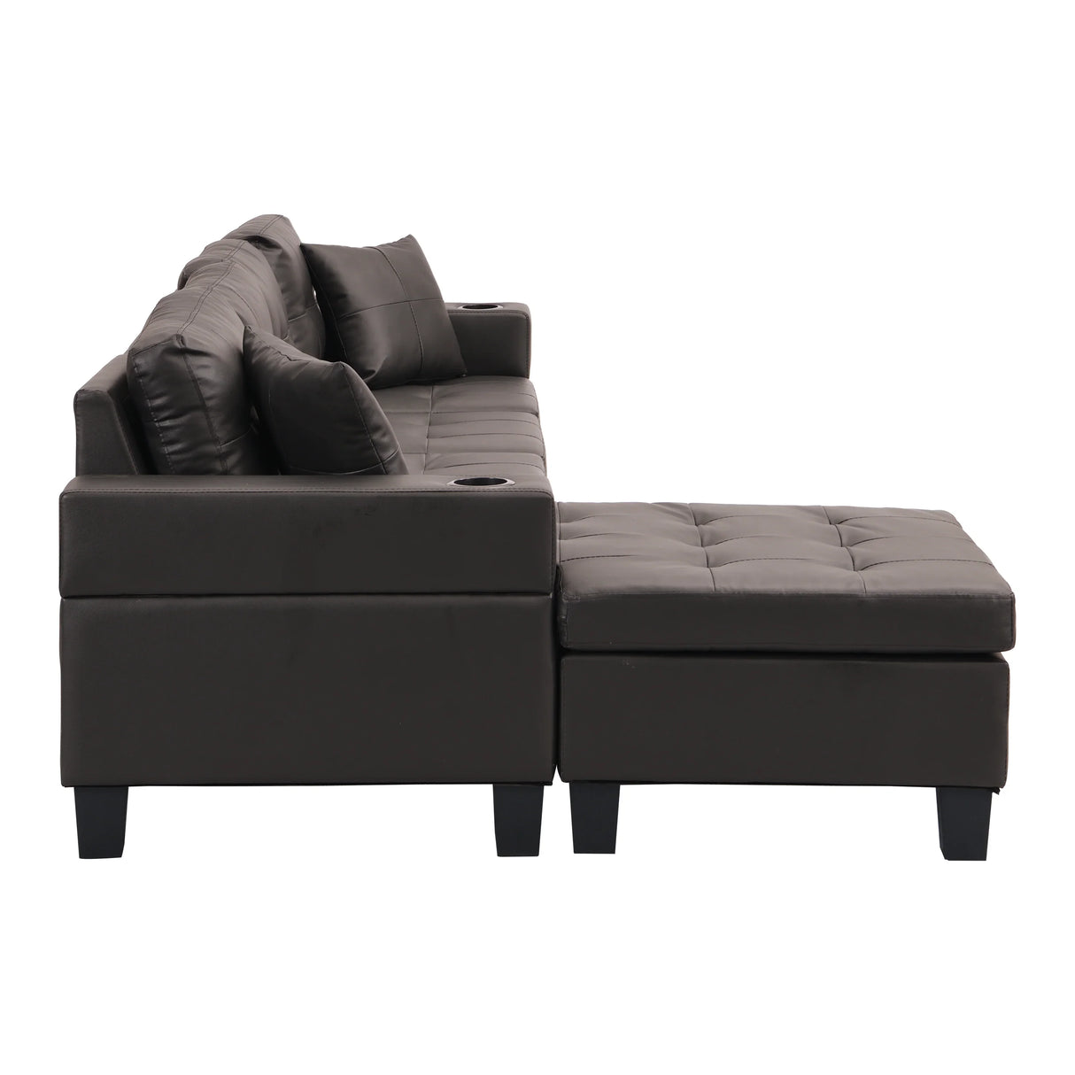 Sectional Sofa Left Chaise Faux Leather Chocolate Brown - Furniture Home Direct