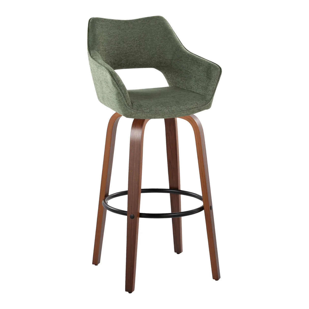 Mustang - Contemporary Fixed Height Barstool With Swivel & Round Footrest (Set of 2) - Furniture Home Direct