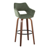 Mustang - Contemporary Fixed Height Barstool With Swivel & Round Footrest (Set of 2) - Furniture Home Direct