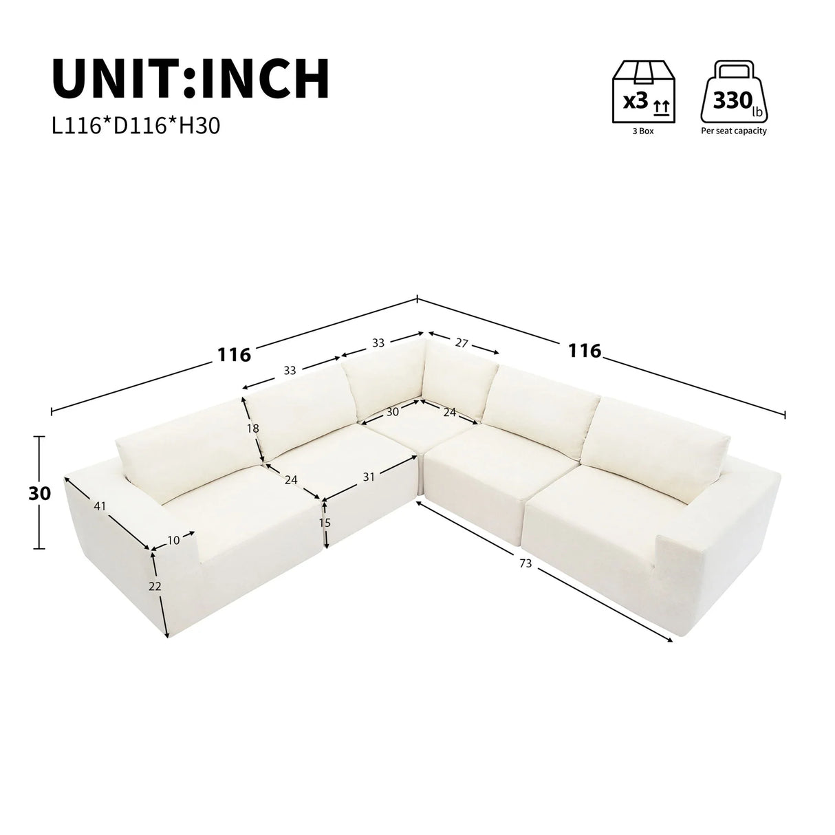 Modular L Shaped Sectional Sofa, Luxury Floor Couch Set, Upholstered Indoor Furniture, Foam - Filled Sleeper Sofa Bed For Living Room, Bedroom, 5 Pieces Free Combination - Furniture Home Direct