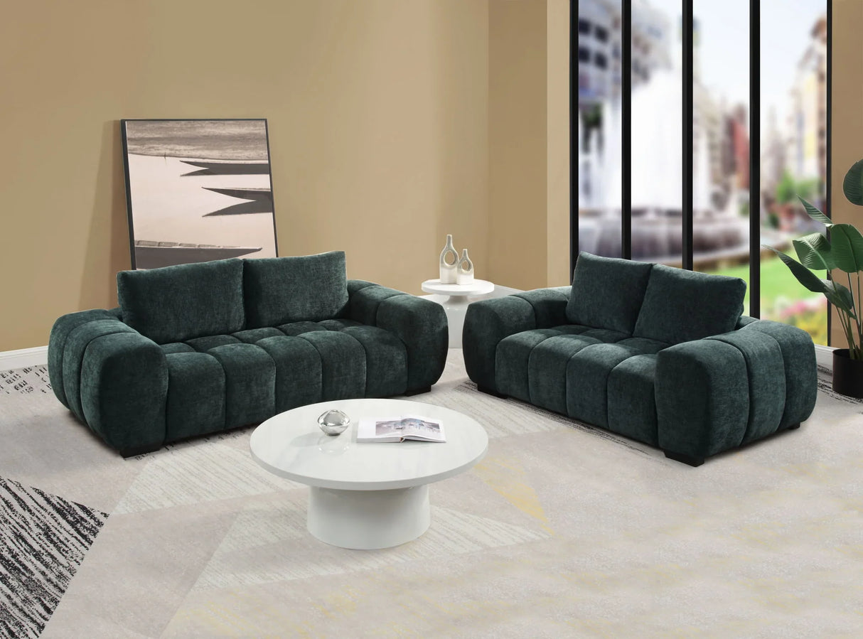 Ferrand - 2 Piece Living Room Sofa & Loveseat Set - Green - Furniture Home Direct