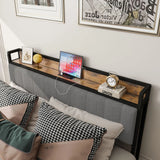 Bed With Charging Station, American Design Upholstered Headboard, Metal Platform - Furniture Home Direct