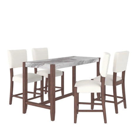 5 Piece Counter Height Dining Set With 4 Upholstered Chairs - Furniture Home Direct