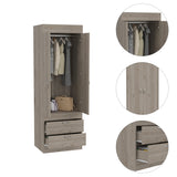 Wardrobe With Double Doors And Drawers In Light Gray - Furniture Home Direct
