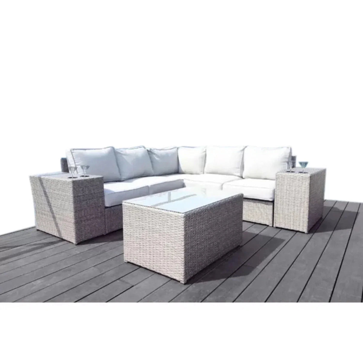 Outdoor Wicker Sectional With Weather Resistant Cushions And Table - Furniture Home Direct