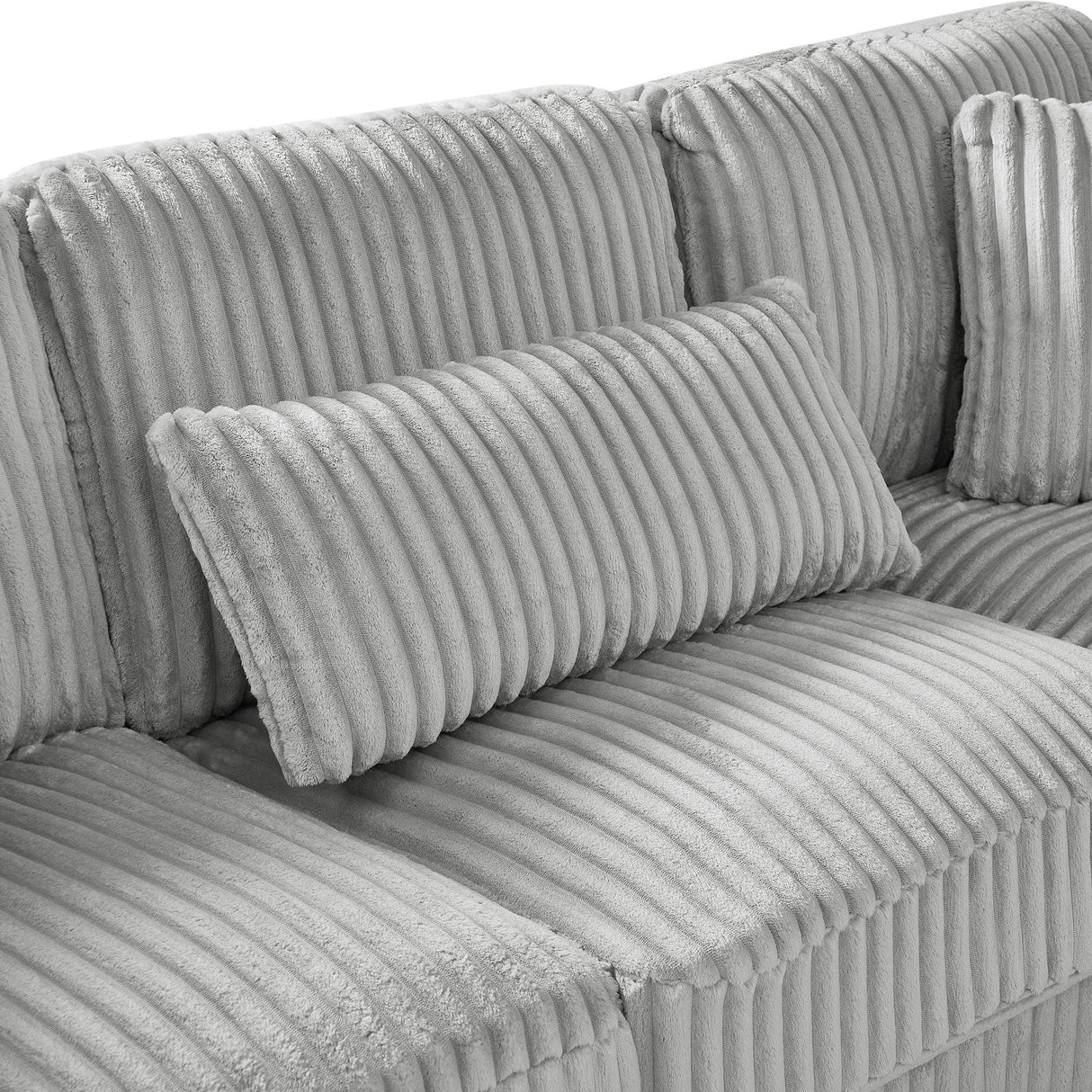 Sectional Sofa Oversized U Shaped Corduroy Fabric Gray - Furniture Home Direct