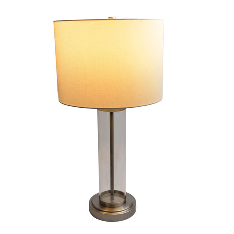 Luna - Table Lamp With On / Off Switch Clear Body Base - Clear / Silver / White - Furniture Home Direct