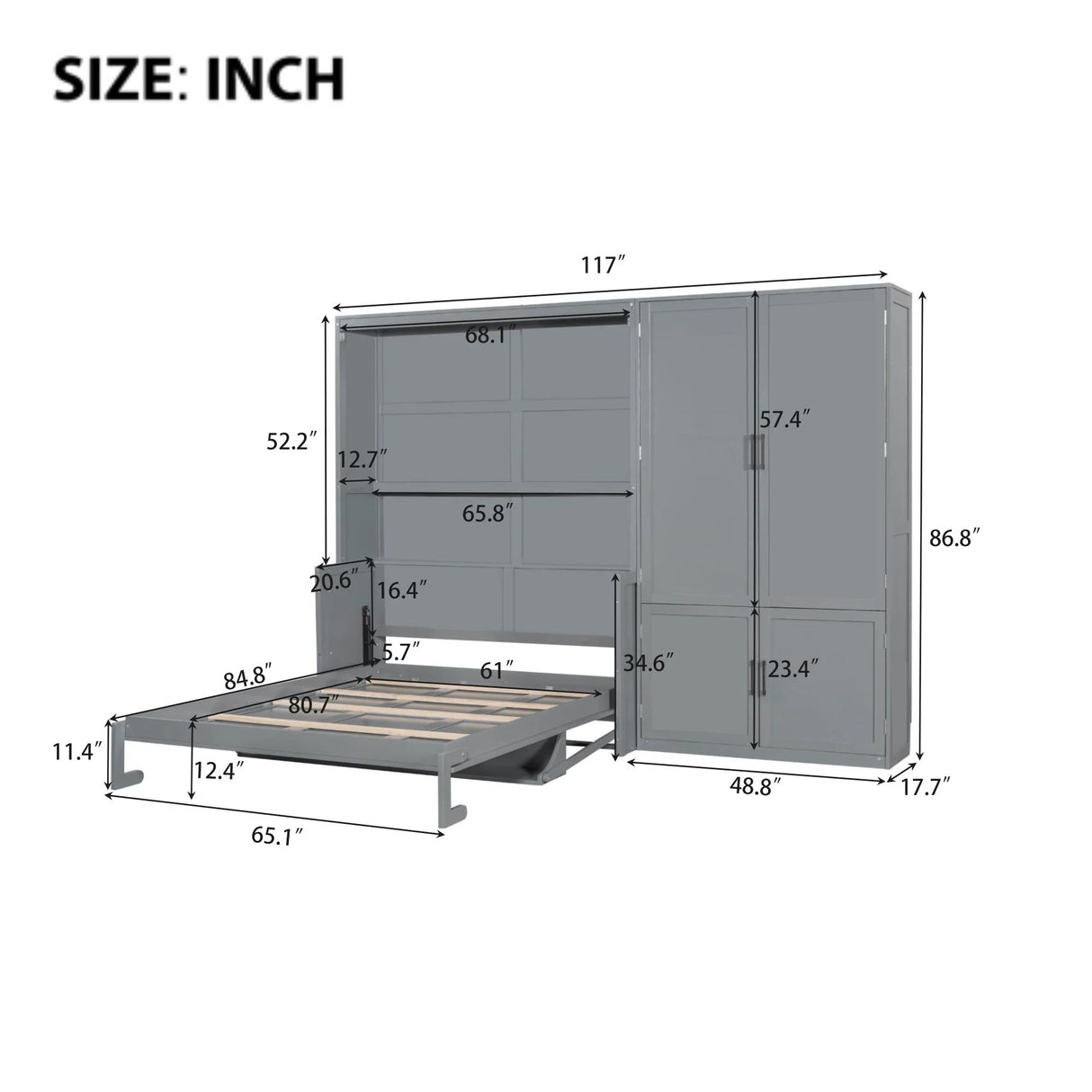 Murphy Elegant Wall Bed With Closet - Furniture Home Direct