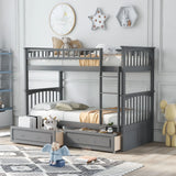 Twin Over Twin Bunk Bed With Drawers, Convertible Beds - Furniture Home Direct