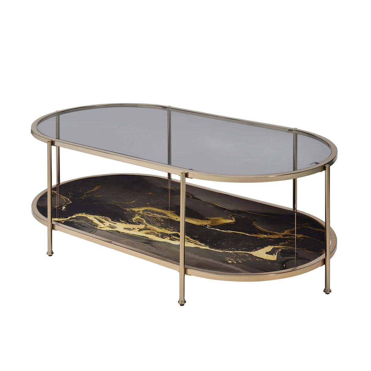 Fiorella - Marble Print Glass Table - Furniture Home Direct