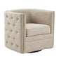 Swivel Chair With Tufted Barrel Design And Nailhead Accents - Furniture Home Direct