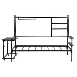 Daybed With Movable Desk, Grid, Shelves And Clothes Hanger - Furniture Home Direct