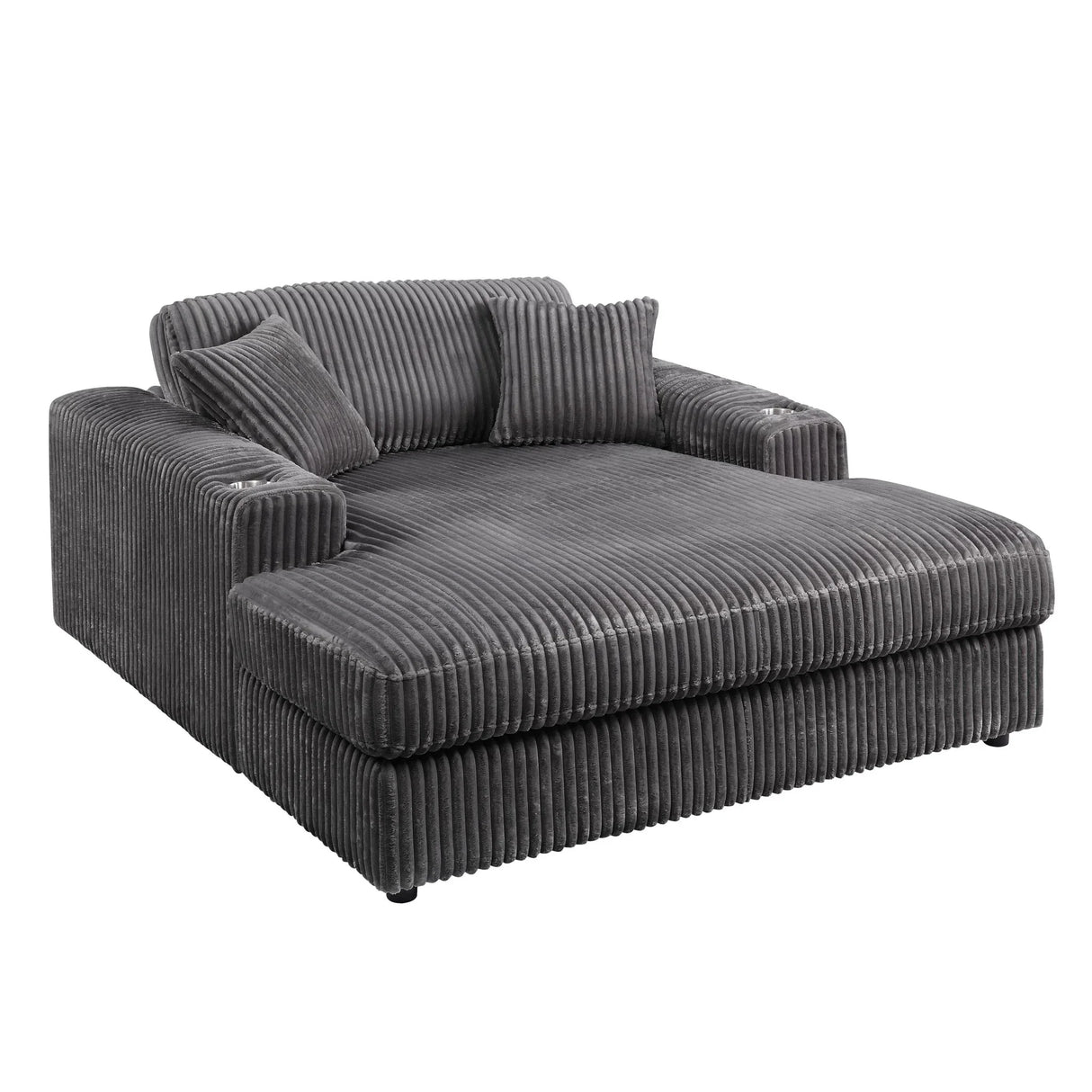 Hilde Chaise - With 2 Pillows - Dark Gray - Furniture Home Direct