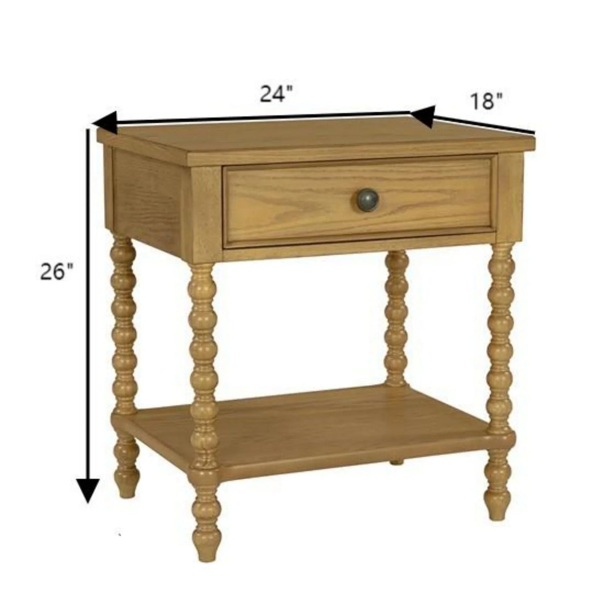 Traditional Durable Nightstand Table With Drawer And Shelf - Furniture Home Direct