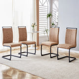 Dining Chairs Upholstered Modern Cantilever Steel Brown - Furniture Home Direct
