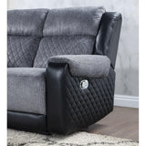 Reclining Sofa Two-Tone Upholstery Premium Gray and Black - Furniture Home Direct