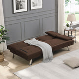 Futon Sofa Bed With Armrest Two Holders Wood Frame, Stainless Leg - Furniture Home Direct