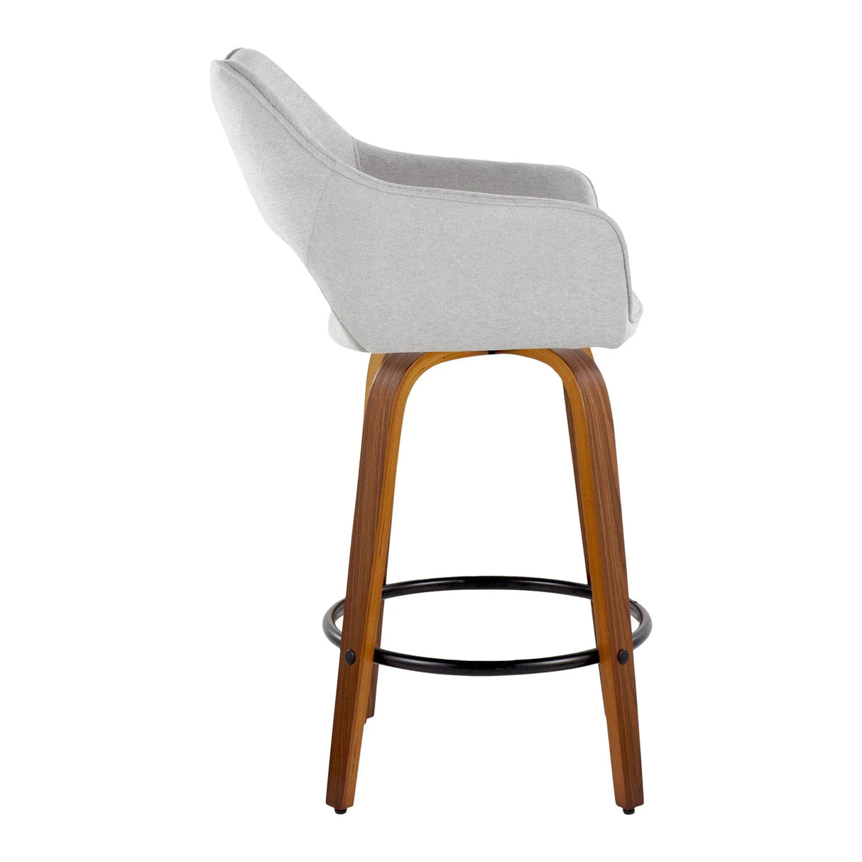 Mustang - Contemporary Fixed Height Counter Stool With Swivel With Round Footrest (Set of 2) - Furniture Home Direct