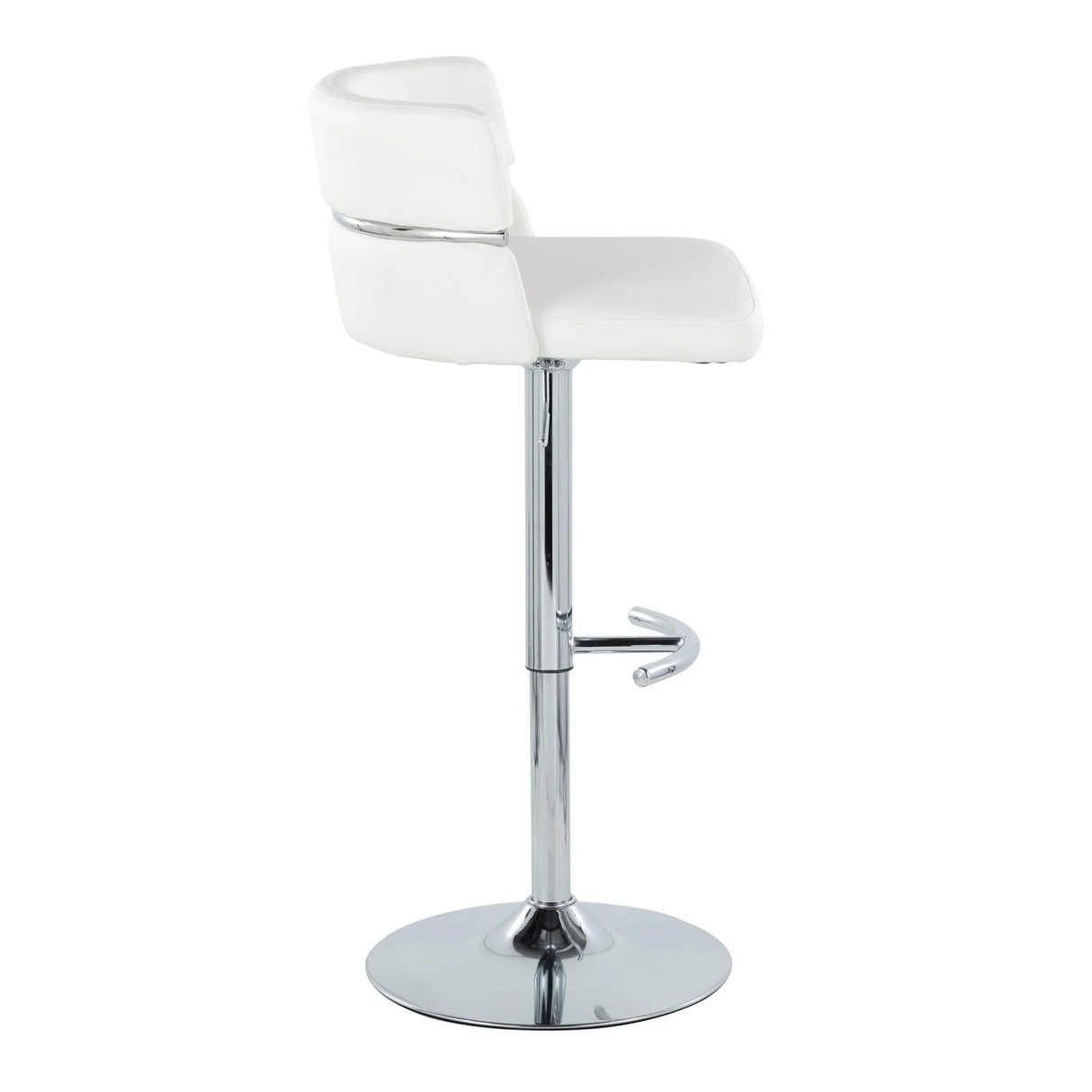 Cinch - Contemporary Adjustable Barstool With Swivel With Rounded T Footrest (Set of 2) - Chrome / White - Furniture Home Direct