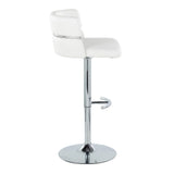 Cinch - Contemporary Adjustable Barstool With Swivel With Rounded T Footrest (Set of 2) - Chrome / White - Furniture Home Direct
