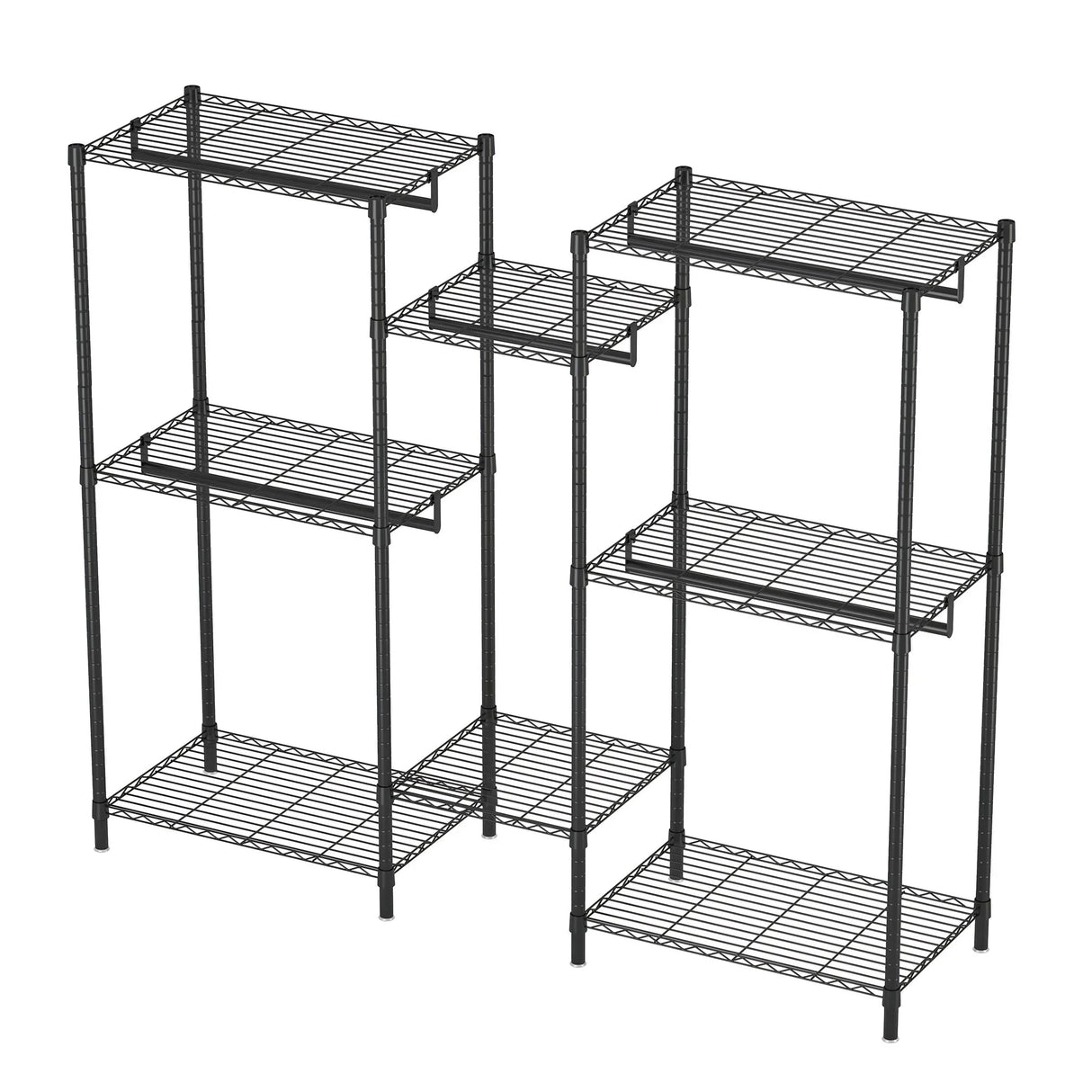 Heavy Duty Garment Rack With 8 Adjustable Wire Shelves And 5 Clothes Rails, Freestanding Closet Organizer Metal - Black - Furniture Home Direct