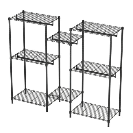 Heavy Duty Garment Rack With 8 Adjustable Wire Shelves And 5 Clothes Rails, Freestanding Closet Organizer Metal - Black - Furniture Home Direct